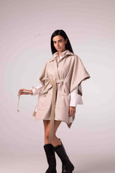 DOUBLE-FACE WINTER CAPE —Light beige