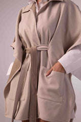 DOUBLE-FACE WINTER CAPE —Light beige