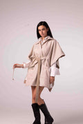 DOUBLE-FACE WINTER CAPE —Light beige