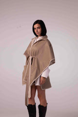 DOUBLE-FACE WINTER CAPE —Light beige