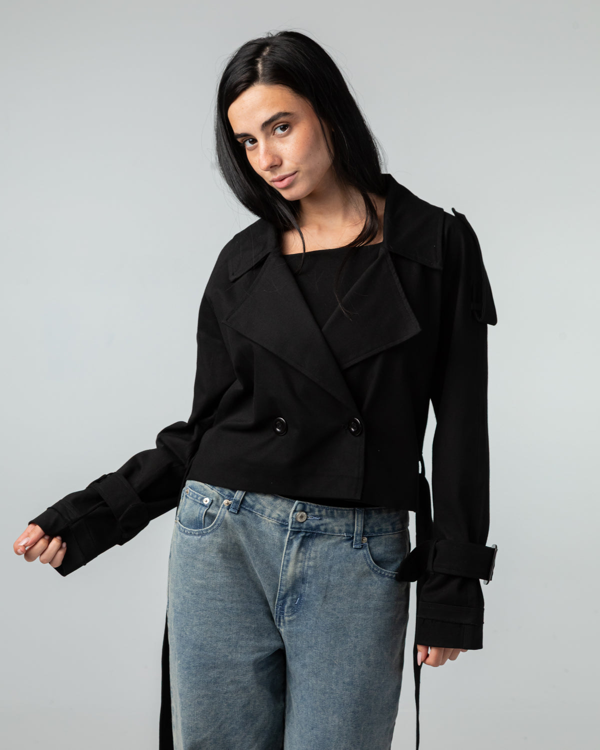 Cropped trench jacket
