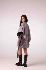 DOUBLE-FACE WINTER CAPE — GREY
