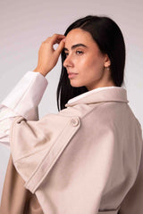 DOUBLE-FACE WINTER CAPE —Light beige