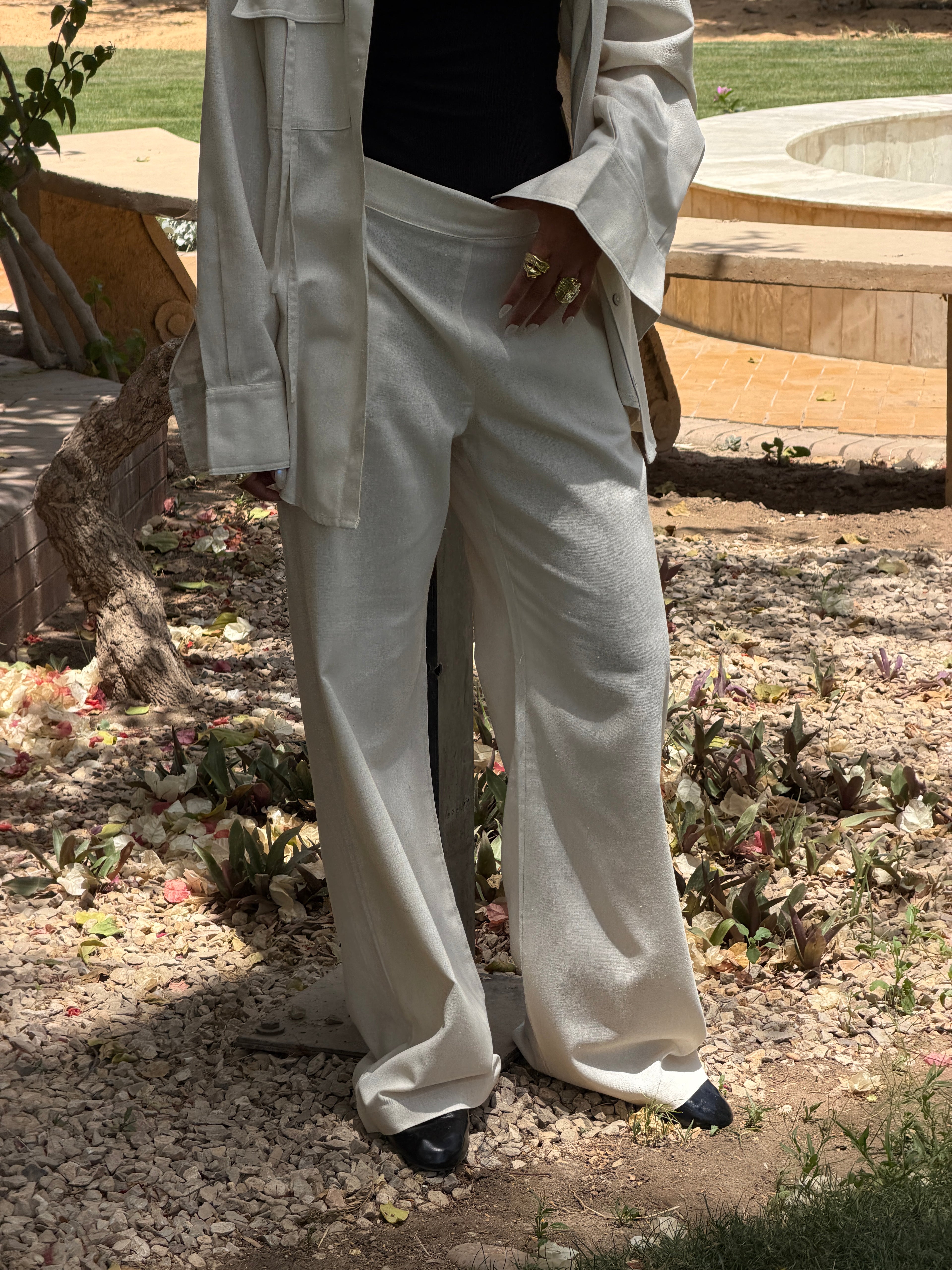 Beige Linen Pants