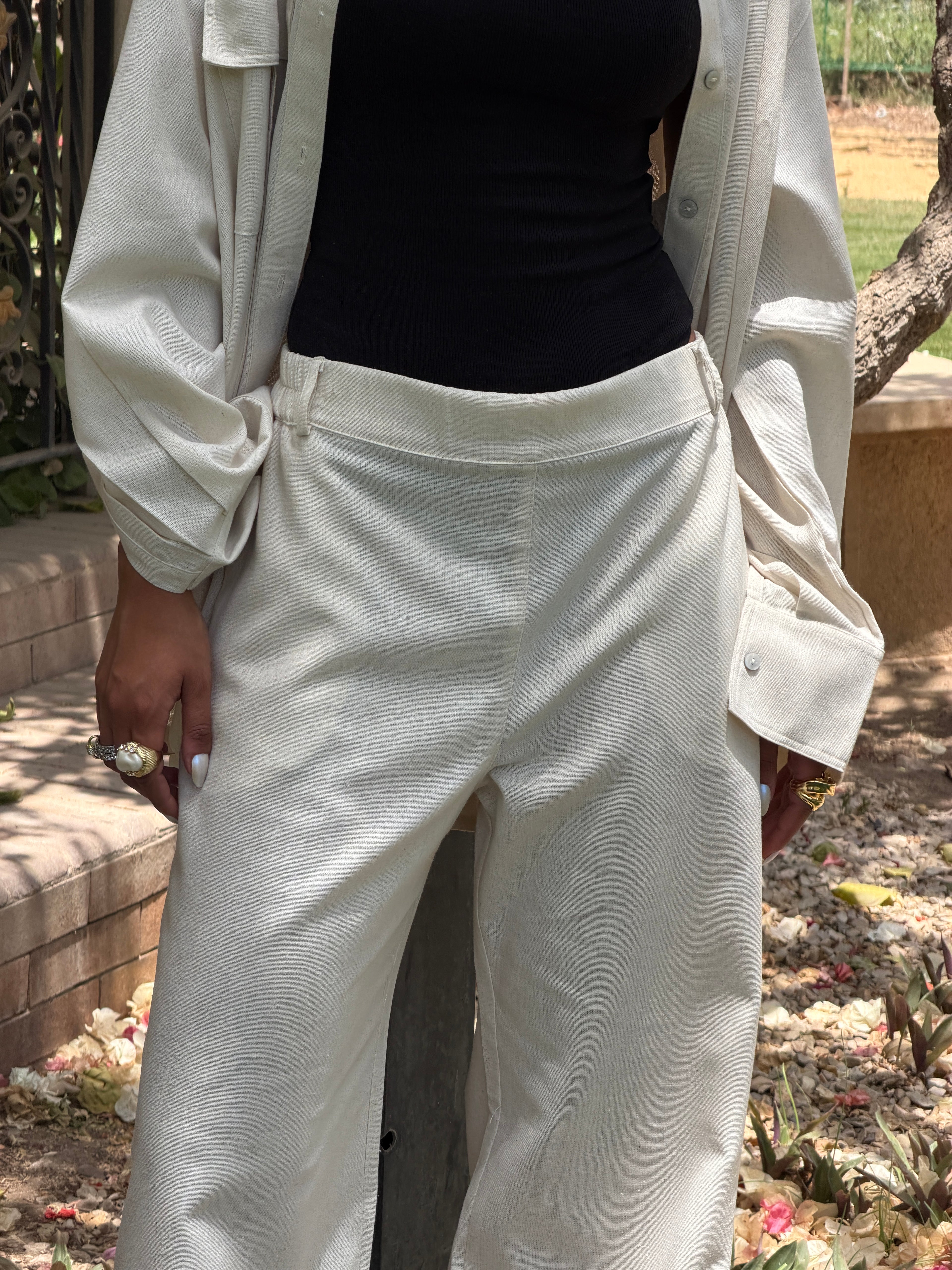 Beige Linen Pants